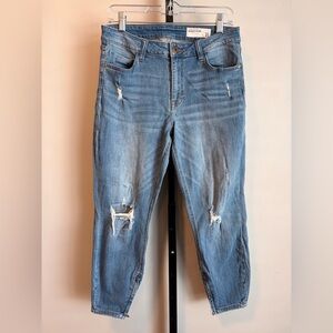 Pistola Light Blue Distressed Boyfriend Jeans with Zipper Ankle